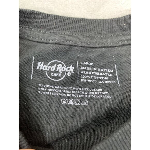 Hard Rock Cafe London Mens Large Black T-Shirt Gold Logo Crew Neck UAE - Picture 3 of 7